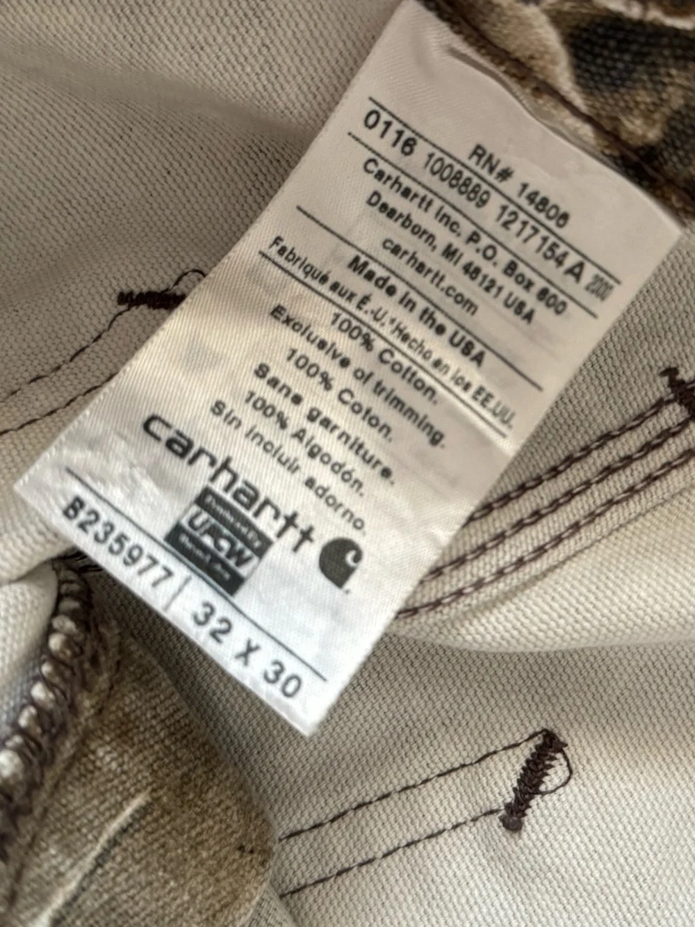 Vintage Carhartt Realtree Camo Work Pants Size 32x29 Hunting Utility Carpenter - Picture 4 of 6